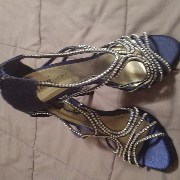 Royal Blue Fioni Night Rhinestone Strappy Heels - Picture 3 of 11